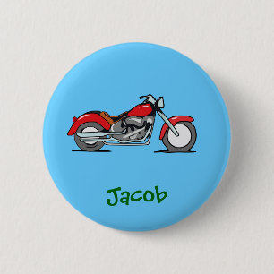 Cartoon Red MotorCycle - MotorBike 2 Inch Round Button
