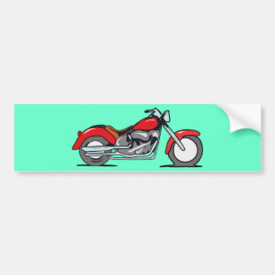 Cartoon Red MotorCycle - MotorBike Bumper Sticker