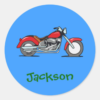 Cartoon Red MotorCycle - MotorBike Classic Round Sticker