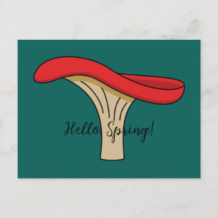 Cartoon Red Mushroom   Add Text Holiday Postcard