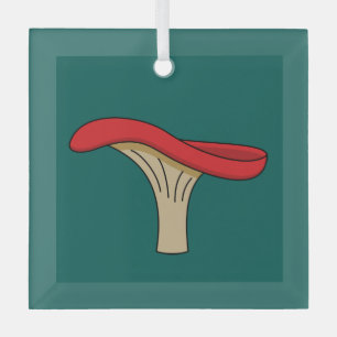 Cartoon Red Mushroom Glass Ornament