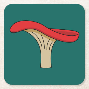 Cartoon Red Mushroom Square Paper Coaster