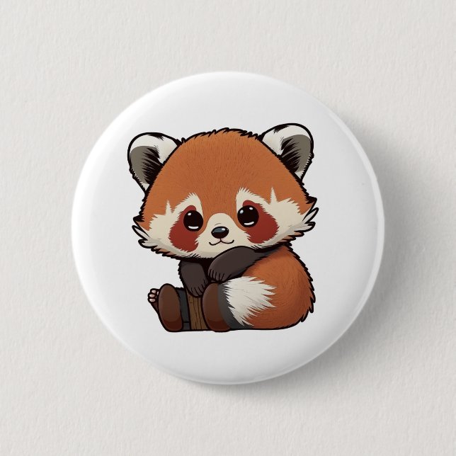 Cartoon red panda illustration 2 inch round button (Front)