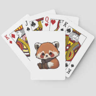 Cartoon red panda illustration playing cards