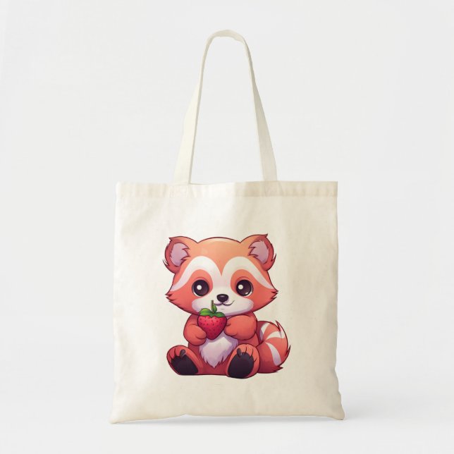Cartoon red panda illustration tote bag (Front)