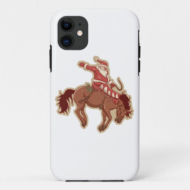 Cartoon red santa claus ryding on horse Case-Mate iPhone case (Back)