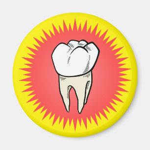 Cartoon Red White Extracted Molar Starburst Magnet