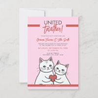 Cartoon Red & White Whimsical Cats Wedding