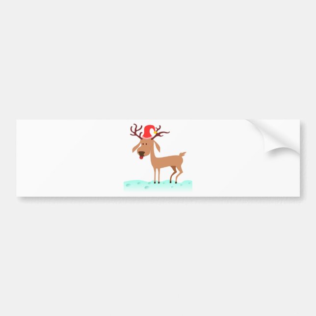 Cartoon Reindeer Bumper Sticker (Front)
