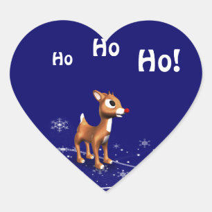 Cartoon Reindeer Christmas Heart Sticker