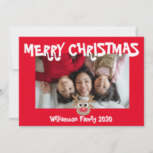 Cartoon Reindeer Christmas Holiday Card
