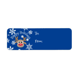 Cartoon Reindeer Snowflake Blue Christmas Gift