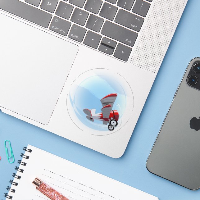 Cartoon retro airplane (Laptop w/ iPhone)