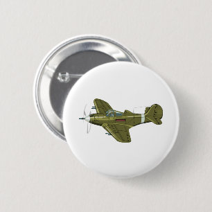 Cartoon retro airplane 2 inch round button
