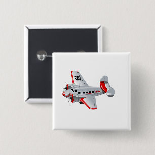 Cartoon retro airplane 2 inch square button