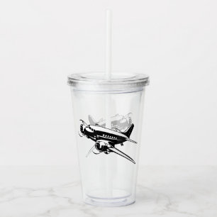 Cartoon retro airplane acrylic tumbler