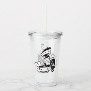Cartoon retro airplane acrylic tumbler