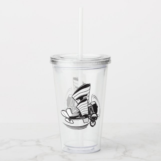 Cartoon retro airplane acrylic tumbler (Front)