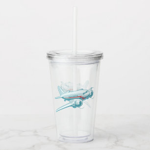 Cartoon retro airplane acrylic tumbler