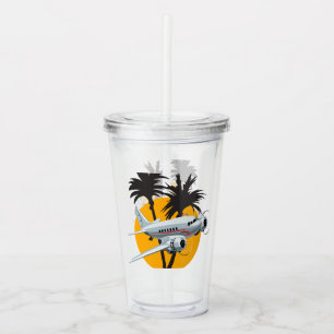 Cartoon retro airplane acrylic tumbler