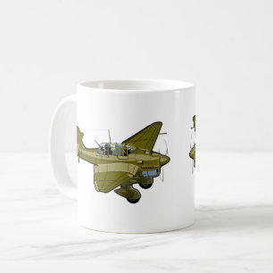 Cartoon retro airplane coffee mug