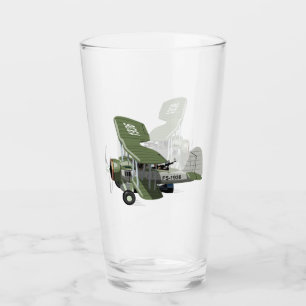 Cartoon retro airplane glass