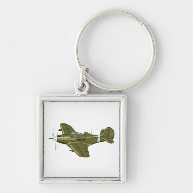 Cartoon retro airplane keychain (Front)