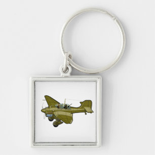 Cartoon retro airplane keychain