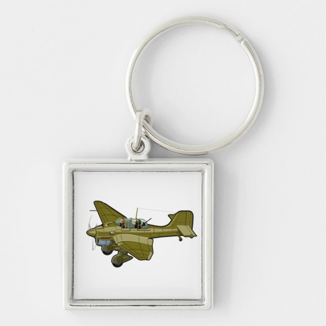 Cartoon retro airplane keychain (Front)