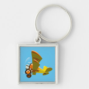 Cartoon retro airplane keychain