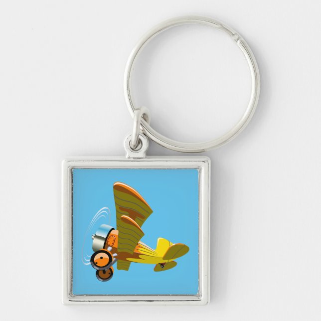 Cartoon retro airplane keychain (Front)