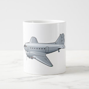 Cartoon retro airplane large coffee mug