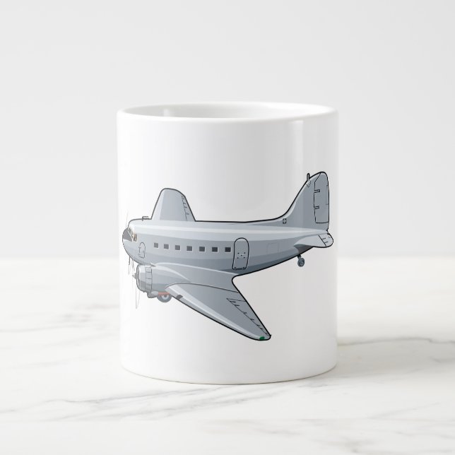 Cartoon retro airplane large coffee mug (Front)