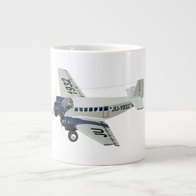 Cartoon retro airplane large coffee mug (Front)