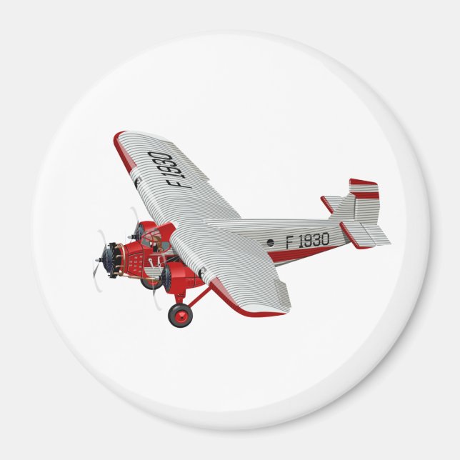 Cartoon retro airplane magnet (Front)