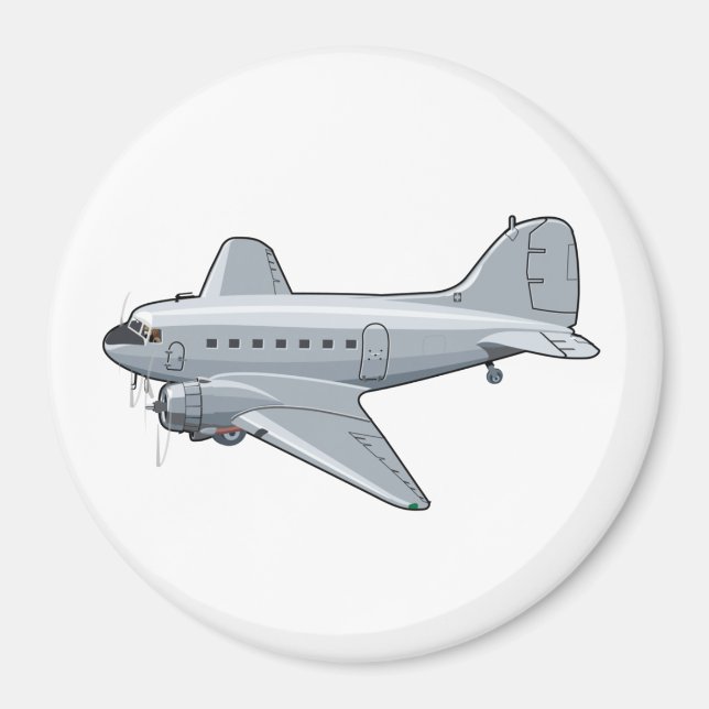Cartoon retro airplane magnet (Front)