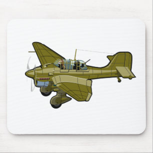 Cartoon retro airplane mouse pad
