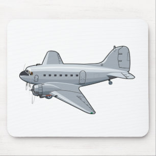 Cartoon retro airplane mouse pad
