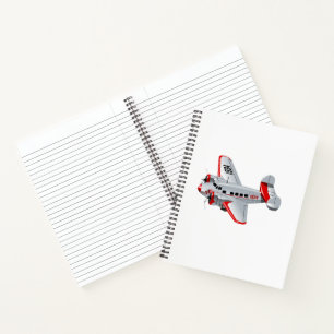 Cartoon retro airplane notebook