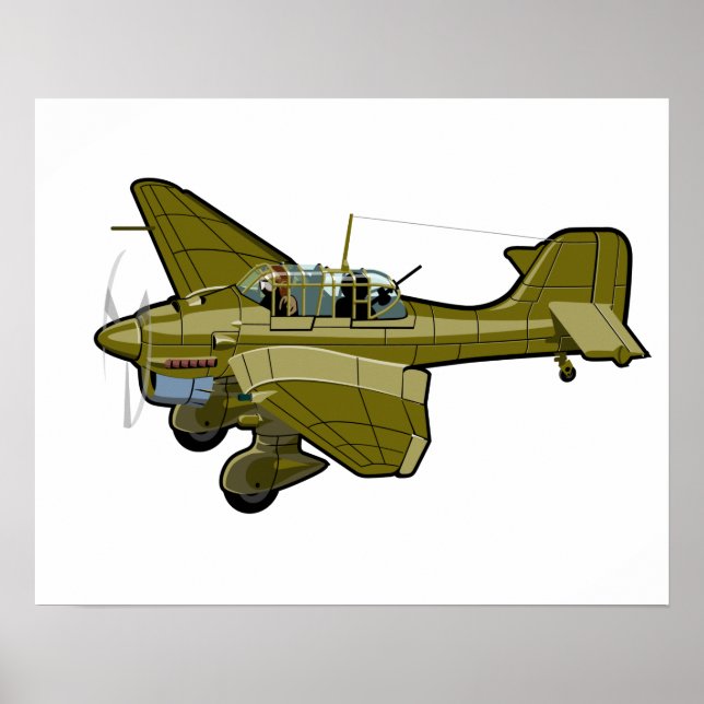 Cartoon retro airplane poster (Front)