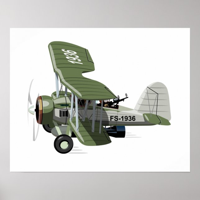 Cartoon retro airplane poster (Front)