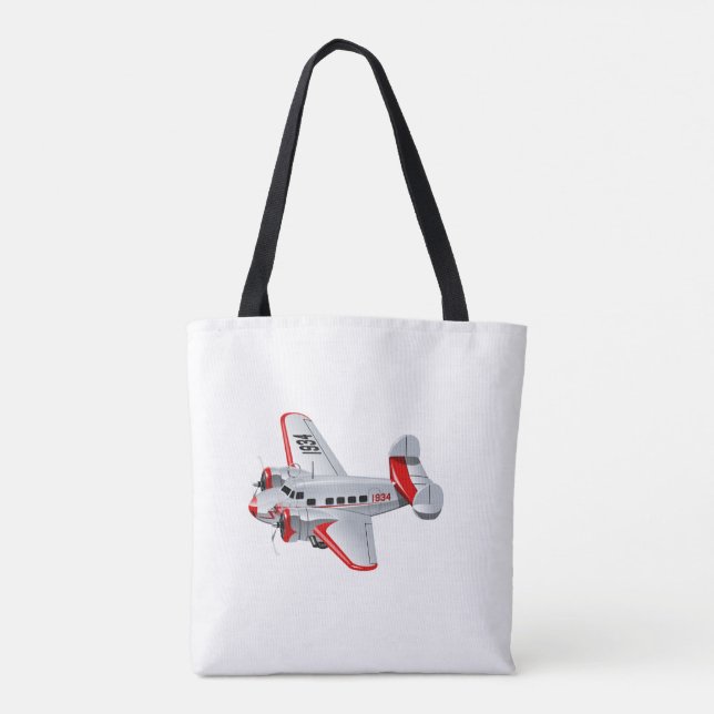 Cartoon retro airplane tote bag (Back)
