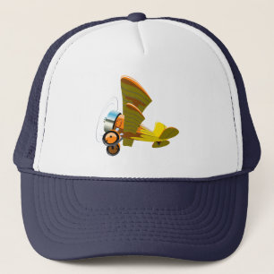 Cartoon retro airplane trucker hat