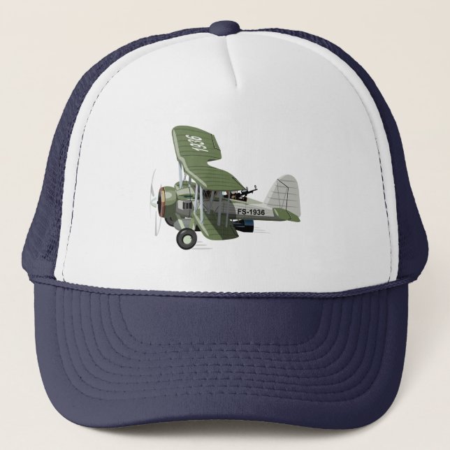 Cartoon retro airplane trucker hat (Front)