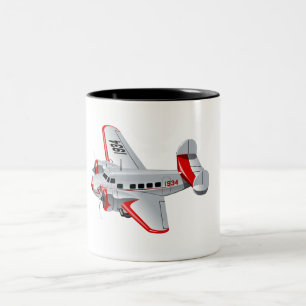 Cartoon retro airplane Two-Tone coffee mug