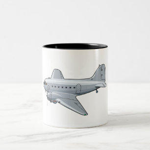 Cartoon retro airplane Two-Tone coffee mug