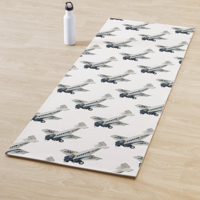 Cartoon retro airplane yoga mat (In Situ)