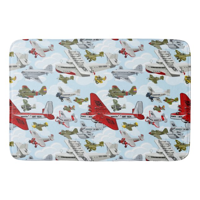 Cartoon retro airplanes bath mat (Front)