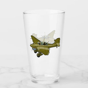 Cartoon retro bomber glass
