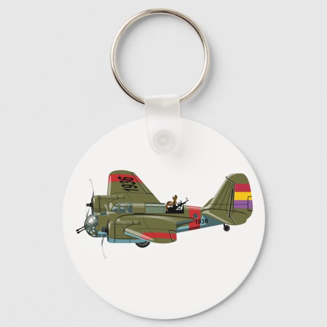 Cartoon retro bomber keychain (Front)